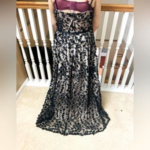 Beige and black dress